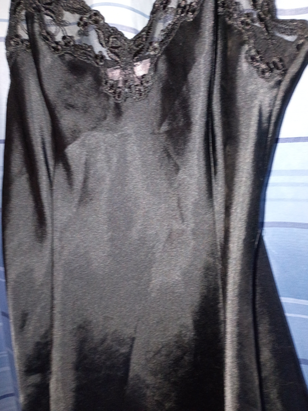 Victoria's Secret Black Satin Lace-Trim Chemise - Picture 4 of 4
